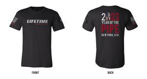 NEW! 2023 “YEAR OF THE PIPE” LIFETIME Short Sleeve Tee Shirt *BLACK STRIPE VARIANT*